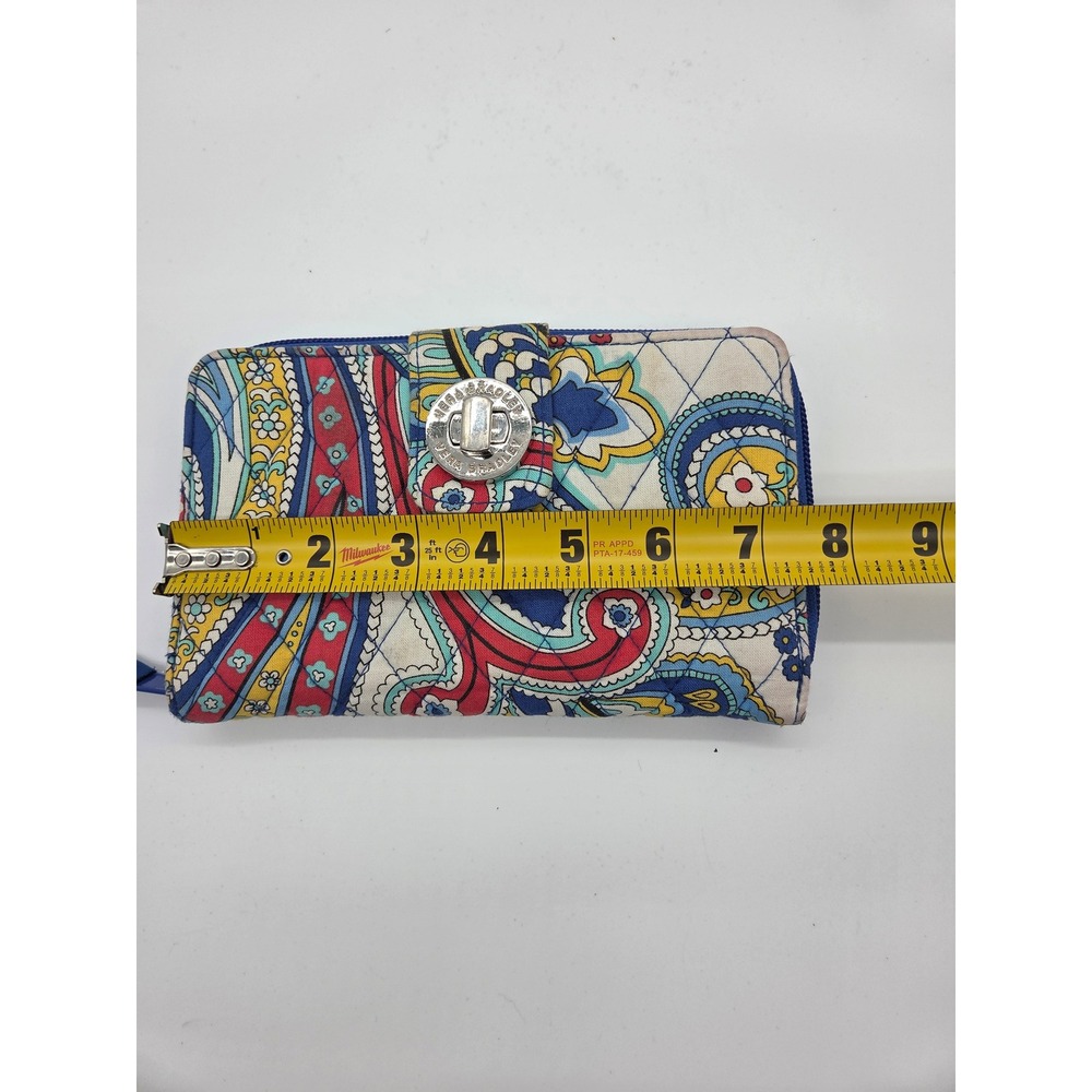 Vera Bradley Turnlock Wallet OS Multicolor Paisley Womens Quilted Zip Around - Picture 8 of 11